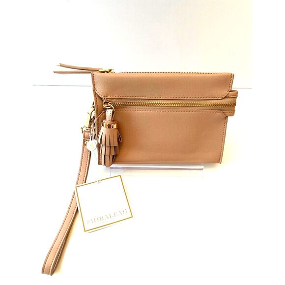 Shiraleah Chicago Vegan Leather tate wristlet Purse Clutch Bag Blush Zip‎ - Picture 1 of 10